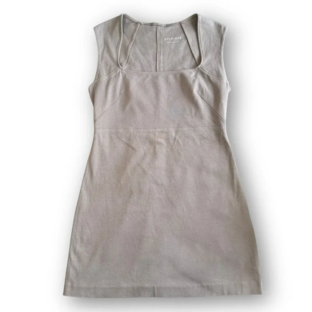 NWOT Everlane The 90's Mini Dress in Taupe/Mushroom Size Medium - Picture 2 of 5